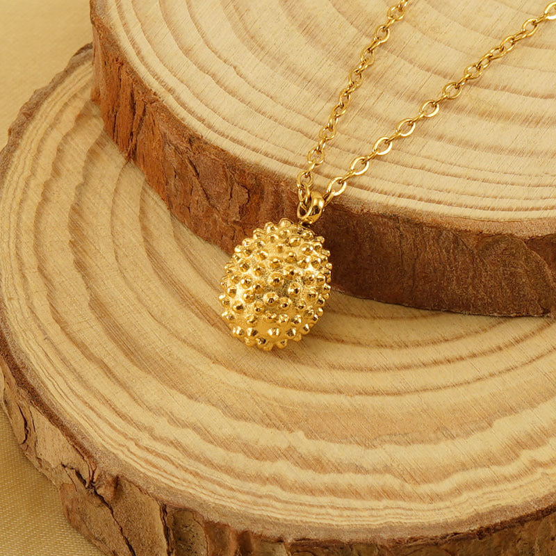 Wholesale Stainless Steel 18k Gold Plated Durian Necklace Titanium Steel